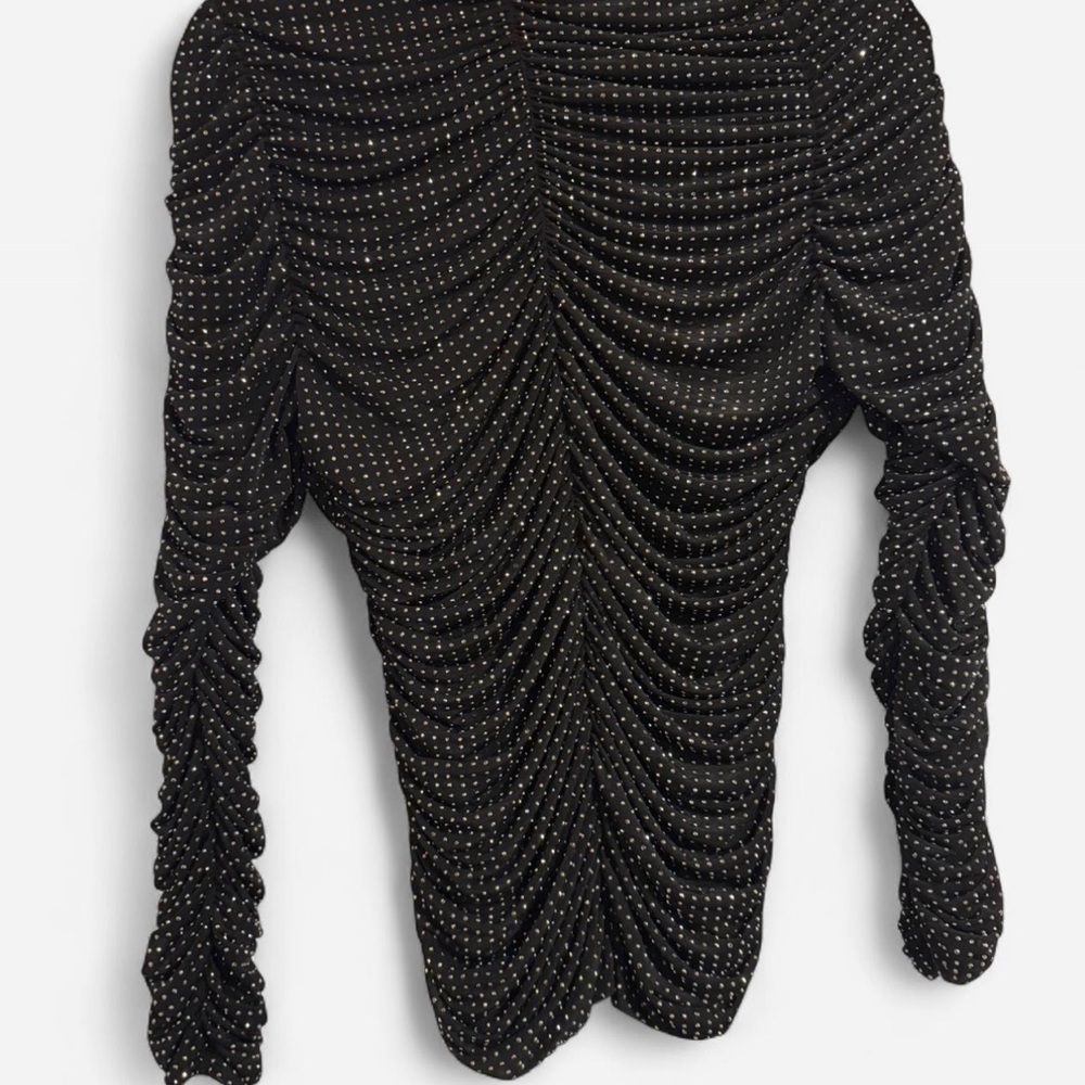 SIMKHAI Black Crystal Embellished Ruched Top – Size M (NWT, $425 Retail) - Picture 5 of 5